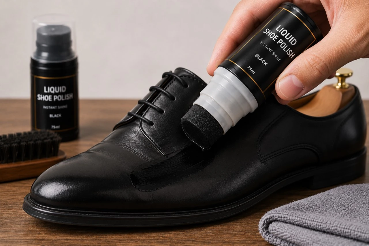info-1-1 Applying a thin layer of liquid shoe polish