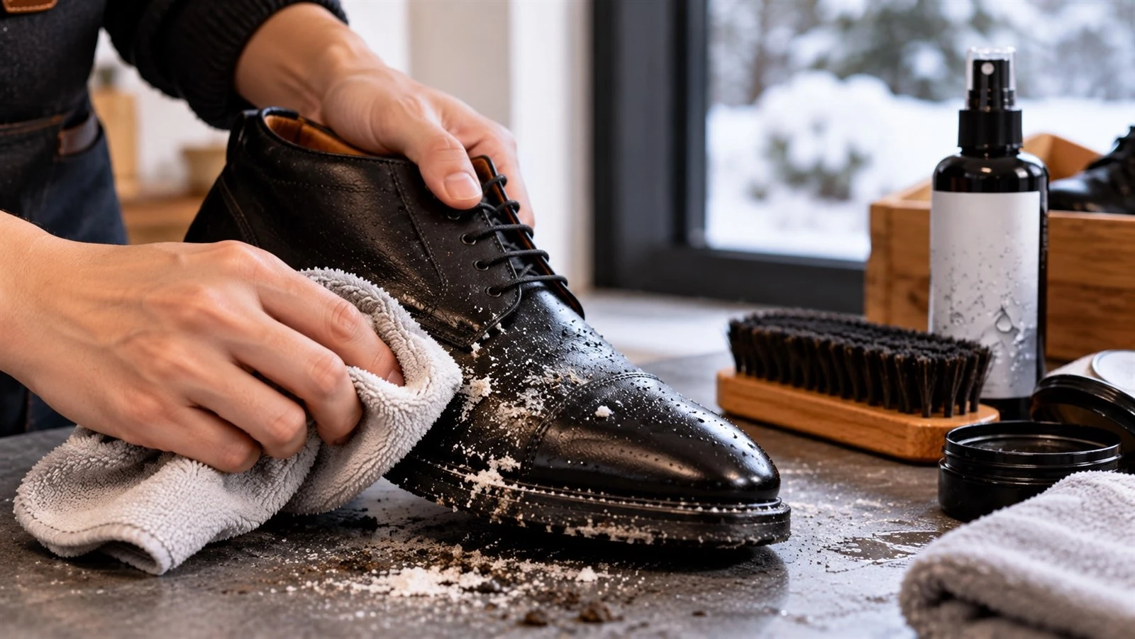 info-1-1 Cleaning leather shoes after winter exposure